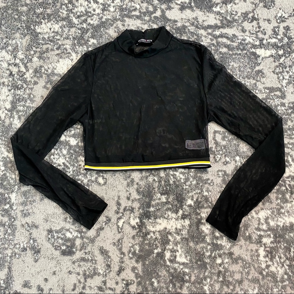 Fashion Nova Sheer Black Crop Top